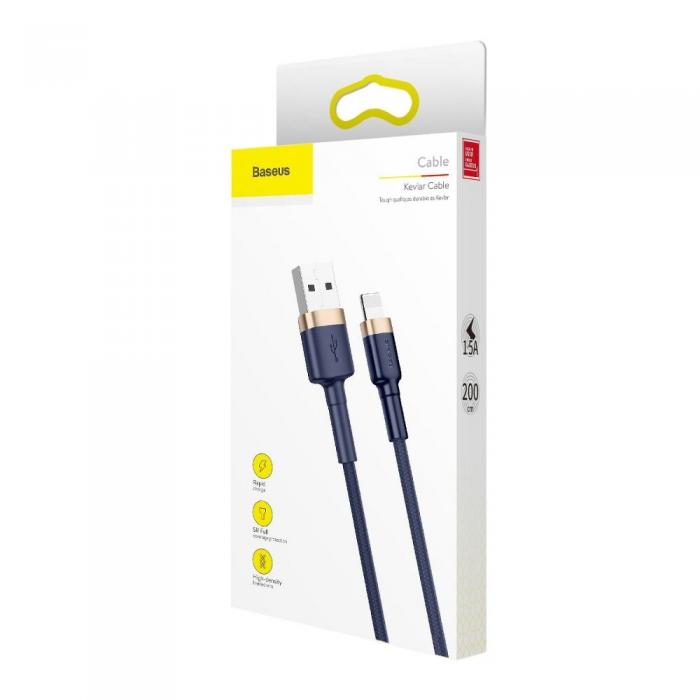 BASEUS - BASEUS cafule USB-A till Lightning kabel 2,4A 1m Guld-Bl