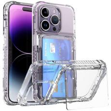 A-One Brand - iPhone 15 Mobilskal Korthållare Kickstand - Clear