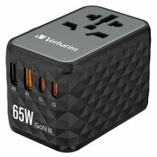 Verbatim - Verbatim Reseladdare GaN 65W PD 2xUSB-C 2xUSB-A EU/UK/US - Svart