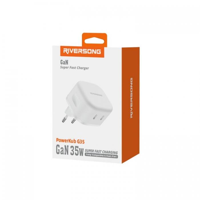 Riversong - Riversong Vggladdare 2x USB-C 35W PowerKub G35 - Vit