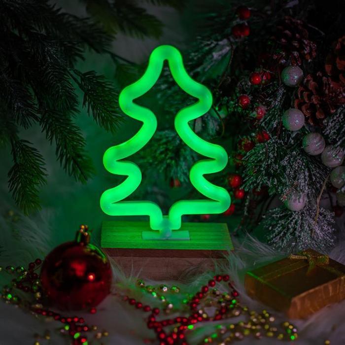 Forever Light - Forever Light LED Neon Wood Stand TREE FLNW03 - Grn