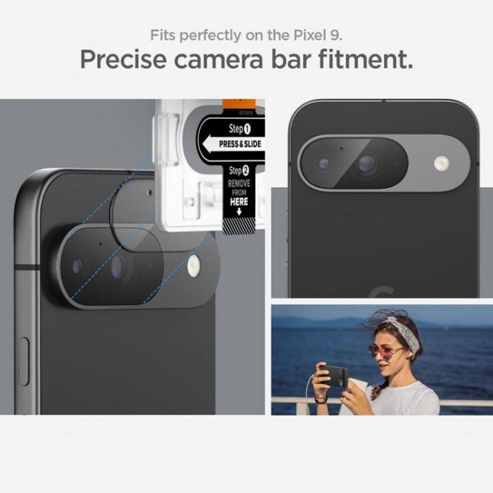 Spigen - [2-Pack] Spigen Google Pixel 9 Kameralinsskydd Hrdat Glas Optik.Tr