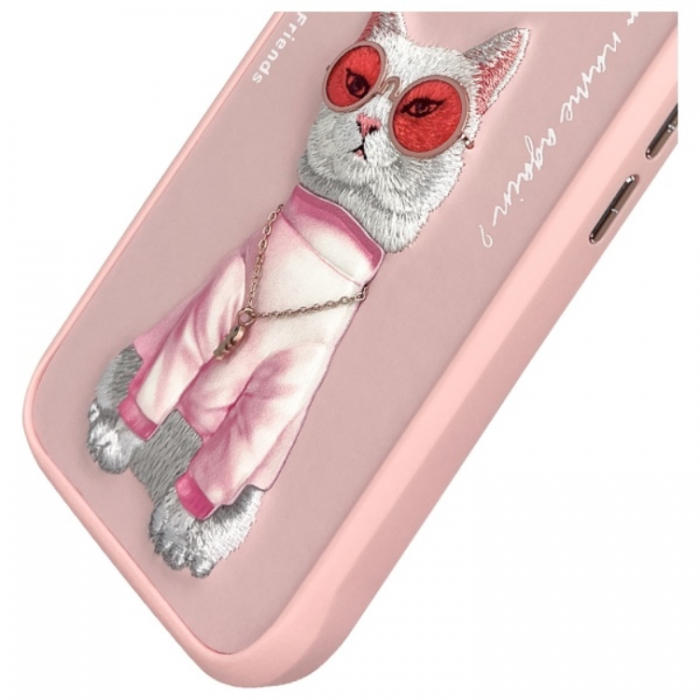 NIMMY - Nimmy iPhone 16 Mobilskal Glasses Cool Cat - Rosa