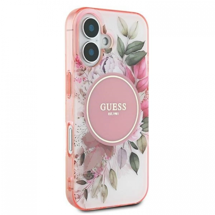 Guess - Guess iPhone 16 Plus Mobilskal MagSafe IML Flower & Tonal Circle