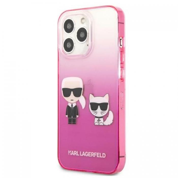 KARL LAGERFELD - Karl Lagerfeld iPhone 13 Pro Skal Gradient Ikonik Karl & Choupette - Rosa