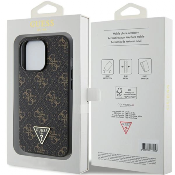 Guess - Guess iPhone 15 Pro Mobilskal Triangle Metall Logo - Svart