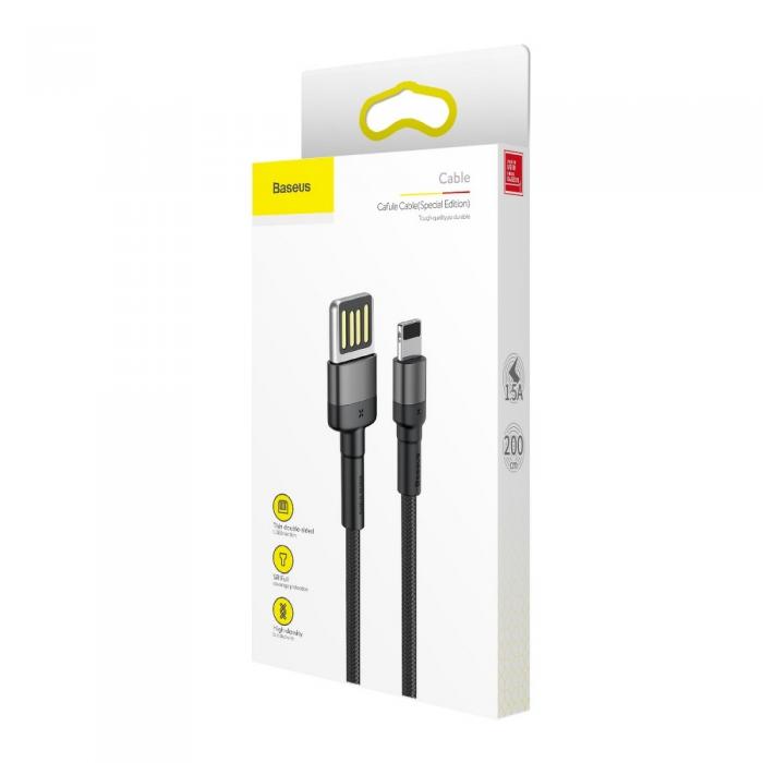 BASEUS - BASEUS Cafule USB-A till Lightning kabel 1,5A 2m Gr/Svart