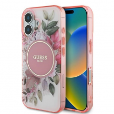 Guess - Guess iPhone 16 Mobilskal MagSafe IML Flower & Tonal Circle