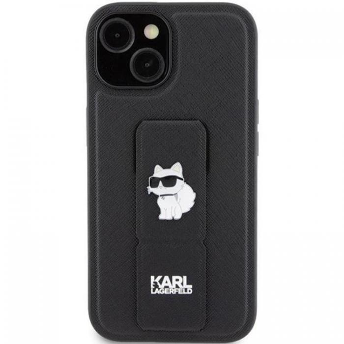 KARL LAGERFELD - Karl Lagerfeld iPhone 15 Mobilskal Gripstand Saffiano Choupette Pins