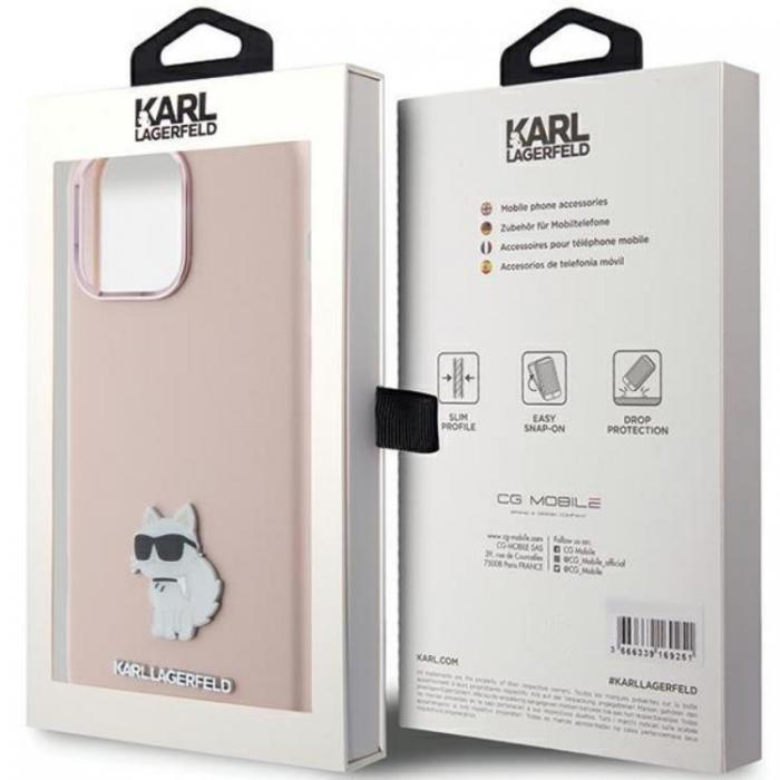 KARL LAGERFELD - KARL LAGERFELD iPhone 15 Mobilskal Silikon Choupette Metal Pin