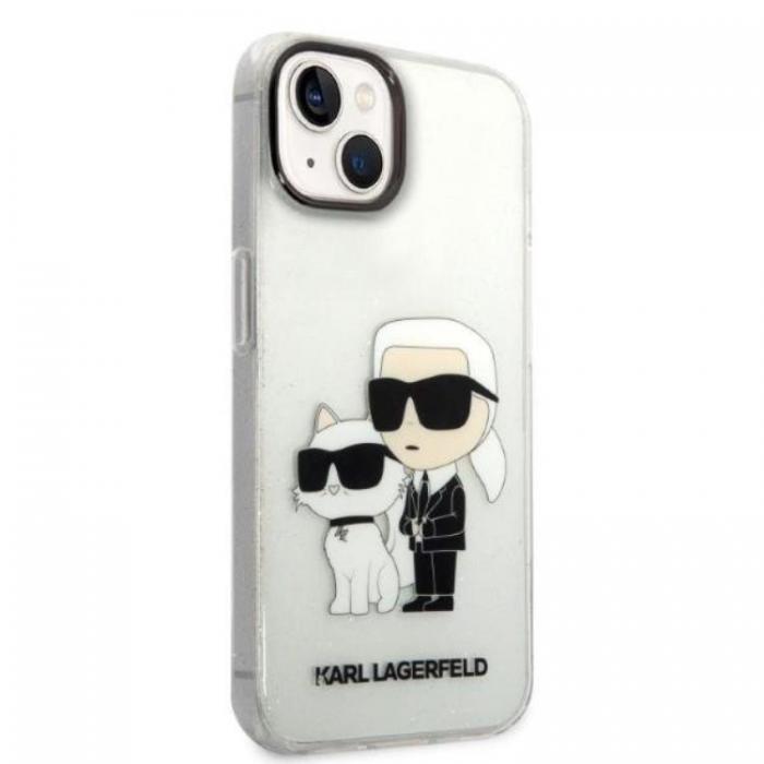 KARL LAGERFELD - Karl Lagerfeld iPhone 14 Plus Skal IML GLIT NFT Karl & Choupette - Clear