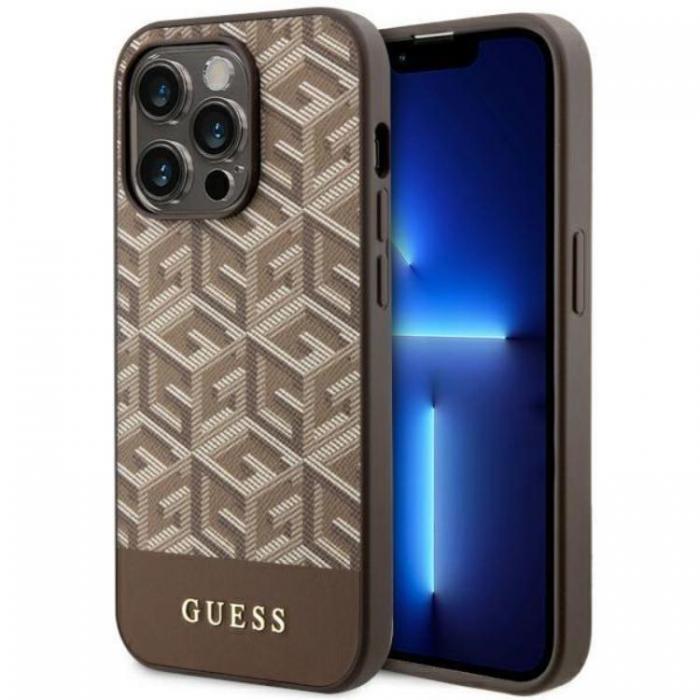 Guess - Guess iPhone 14 Pro Max Mobilskal MagSafe GCube Stripes - Brun