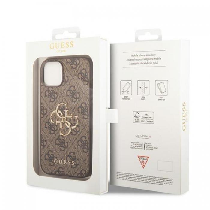 Guess - Guess iPhone 15 Mobilskal Big Metall Logo - Brun