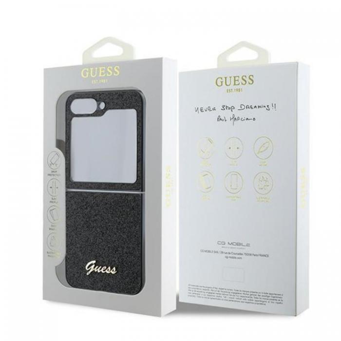 Guess - Guess Galaxy Z Flip 6 Mobilskal 4G Glitter Script - Svart