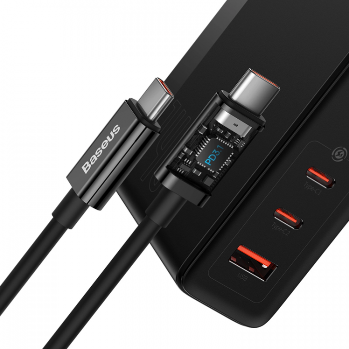 BASEUS - Baseus GaN5 Pro Snabbladdare 2xUSB-C + USB 140W - Svart