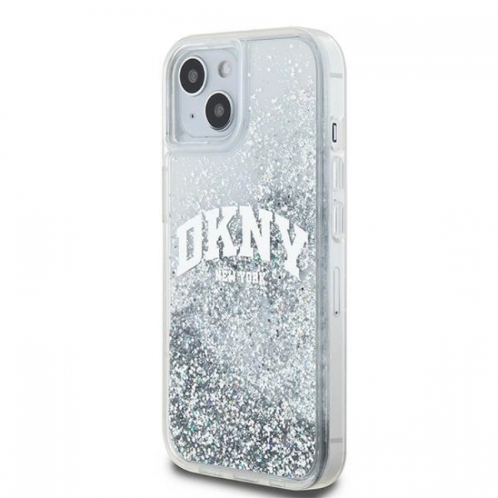 DKNY - DKNY iPhone 14 Mobilskal Liquid Glitter Big Logo - Vit