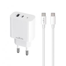 Maxlife - Maxlife Väggladdare USB/USB-C 30W med USB-C/USB-C Kabel PD QC