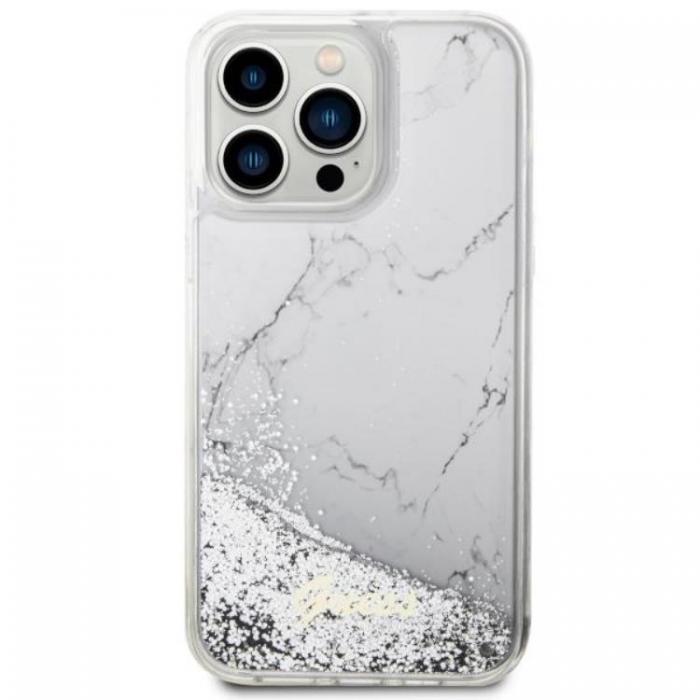 Guess - Guess iPhone 14 Pro Max Mobilskal Liquid Glitter Marble - Vit