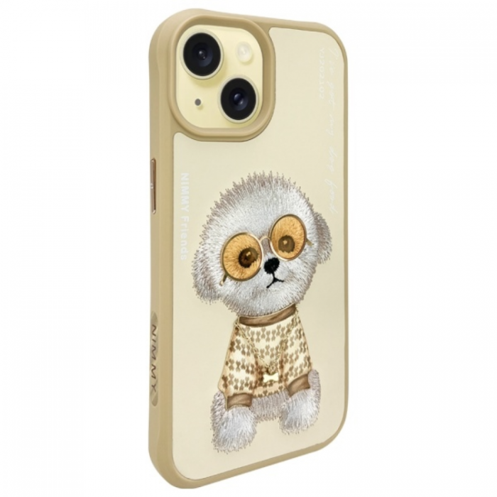 NIMMY - Nimmy iPhone 15 Mobilskal Glasses Cool Dog - Khaki