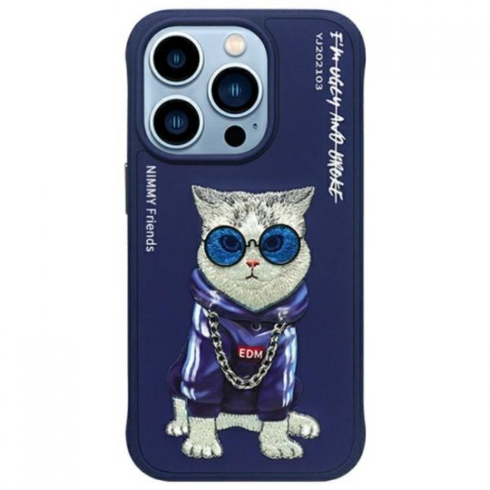 NIMMY - Nimmy iPhone 15 Pro Mobilskal Glasses Cool Cat - Bl