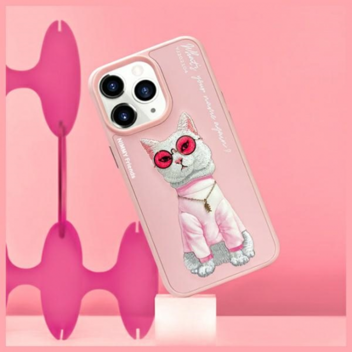 NIMMY - Nimmy iPhone 15 Pro Mobilskal Glasses Cool Cat - Rosa