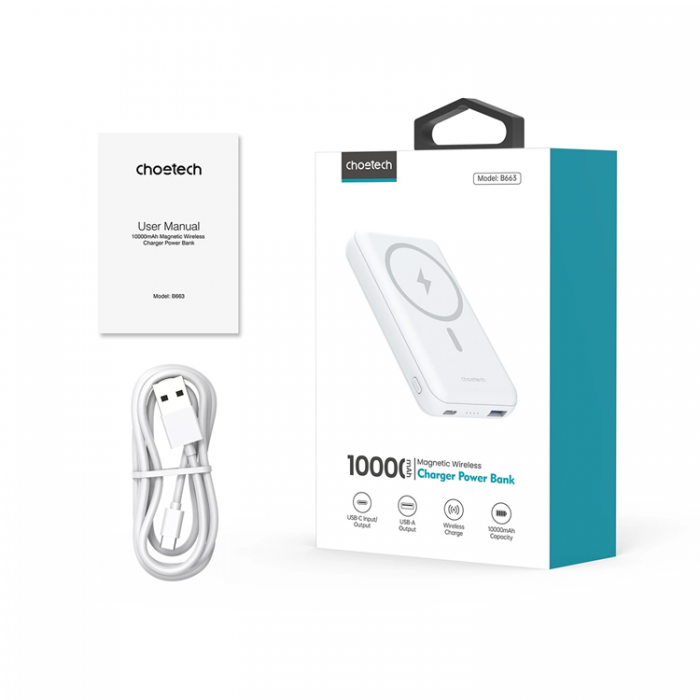 Choetech - Choetech Powerbank 10000mAh MagSafe 20W 1xUSB-C 1xUSB-A - Vit