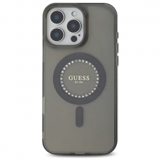 Guess - Guess iPhone 16 Pro Max Mobilskal MagSafe IML Rhinestones - Svart