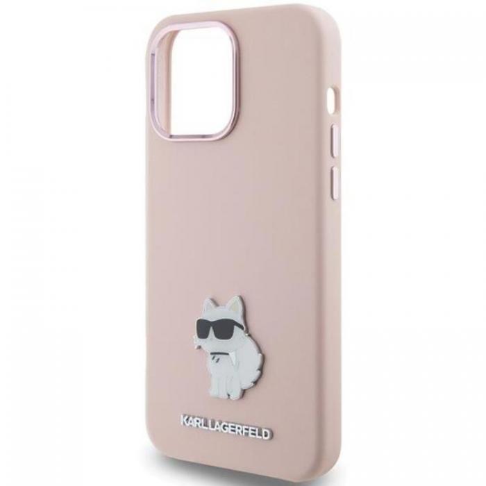 KARL LAGERFELD - KARL LAGERFELD iPhone 15 Mobilskal Silikon Choupette Metal Pin