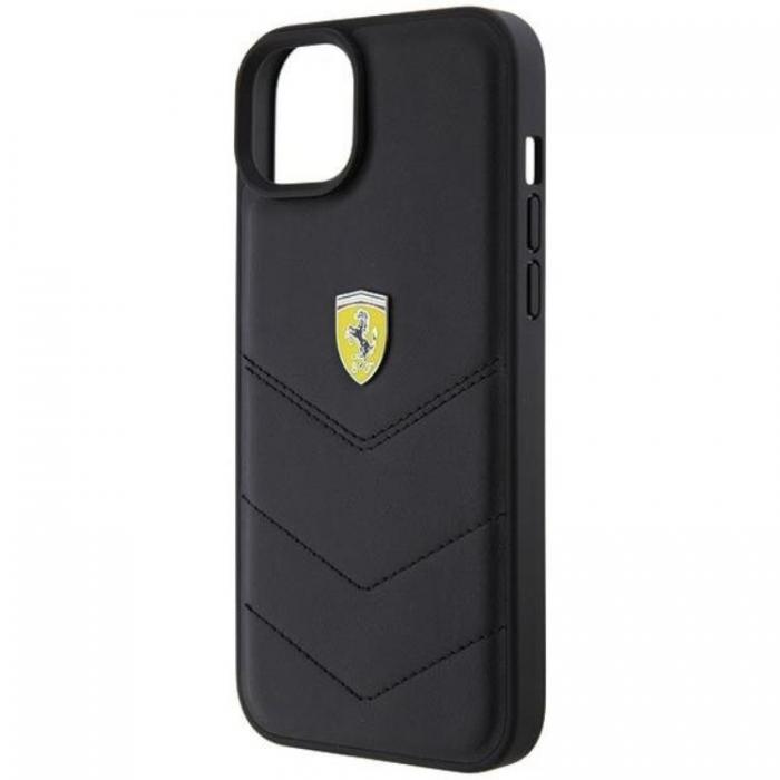 Ferrari - Ferrari iPhone 15 Plus Mobilskal Quilted Metal Logo - Svart