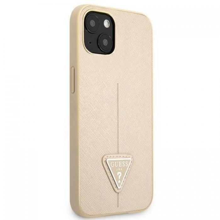 Guess - Guess iPhone 13 Mini Skal Saffiano Triangle Logo - Beige