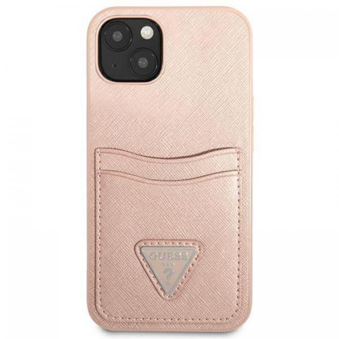 Guess - Guess iPhone 13 Skal Saffiano Triangle Logo Korthllare - Rosa