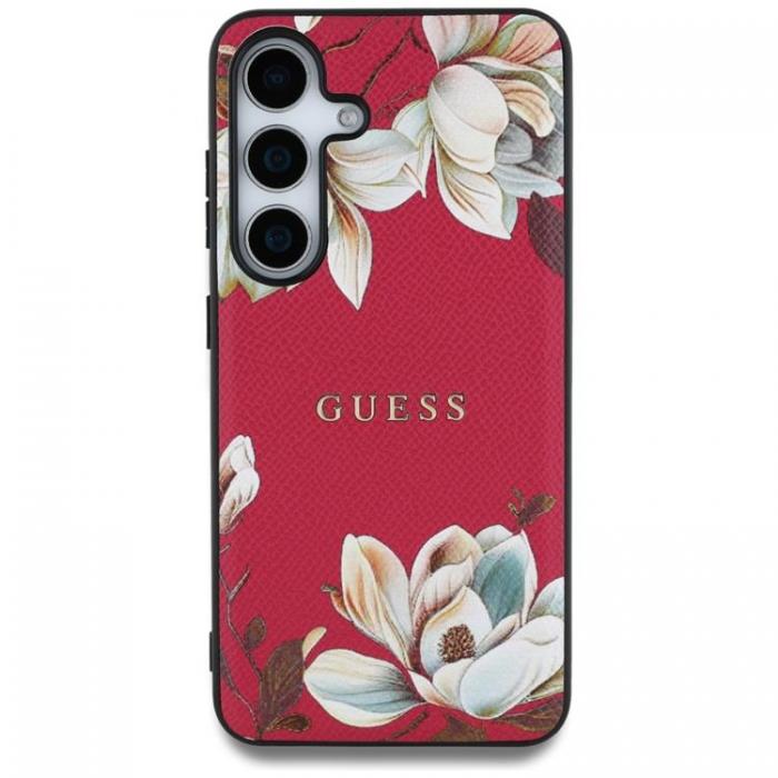 Guess - Guess Galaxy S25 Mobilskal MagSafe Grained Printed Flower - Fuchsia