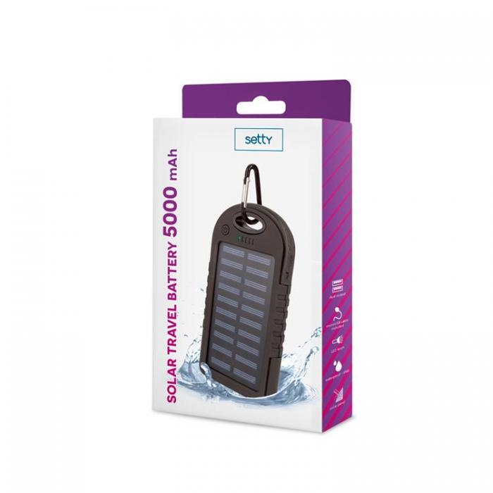 Setty - Setty Powerbank 5000 mAh Solar SPBS-05 - Svart