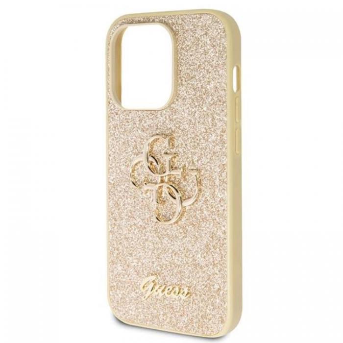 Guess - Guess iPhone 14 Pro Mobilskal Glitter Script Big - Guld