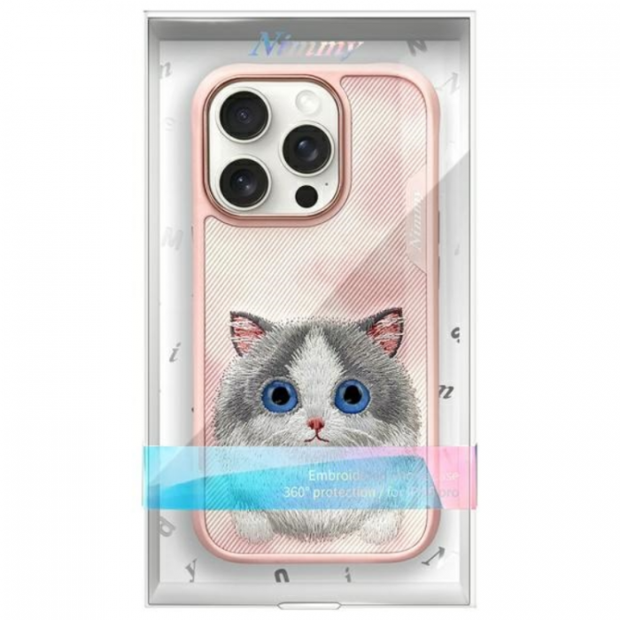 NIMMY - Nimmy iPhone 16 Pro Mobilskal Big Eyed Pet 2.0 Cat - Rosa