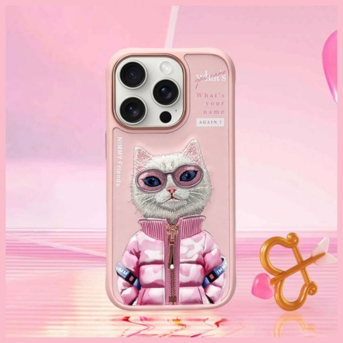 NIMMY - Nimmy iPhone 16 Pro Max Mobilskal Cool & Cute 2.0 Cat - Rosa