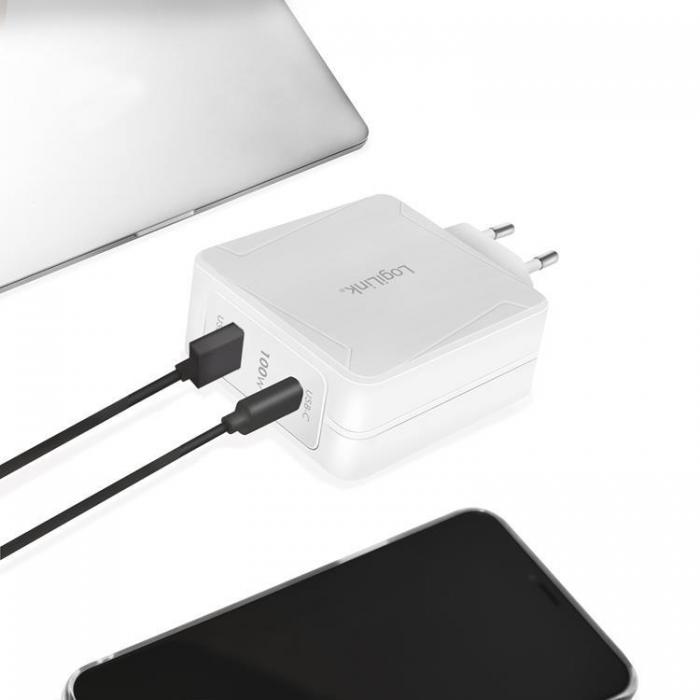 LogiLink - LOGILINK PD USB-Vggladdare 1 x USB-C/1 x USB-A 100W GaN