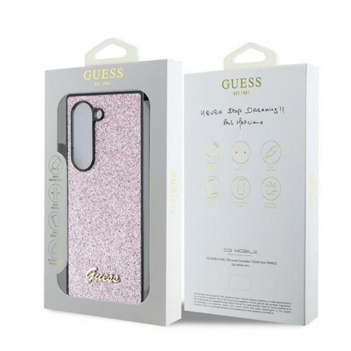 Guess - Guess Galaxy Z Fold 6 Mobilskal 4G Glitter Script - Rosa