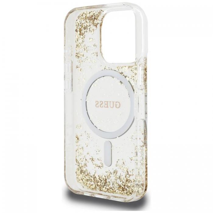 Guess - Guess iPhone 16 Pro Max Mobilskal MagSafe HC Resin Bottom Glitter - Guld