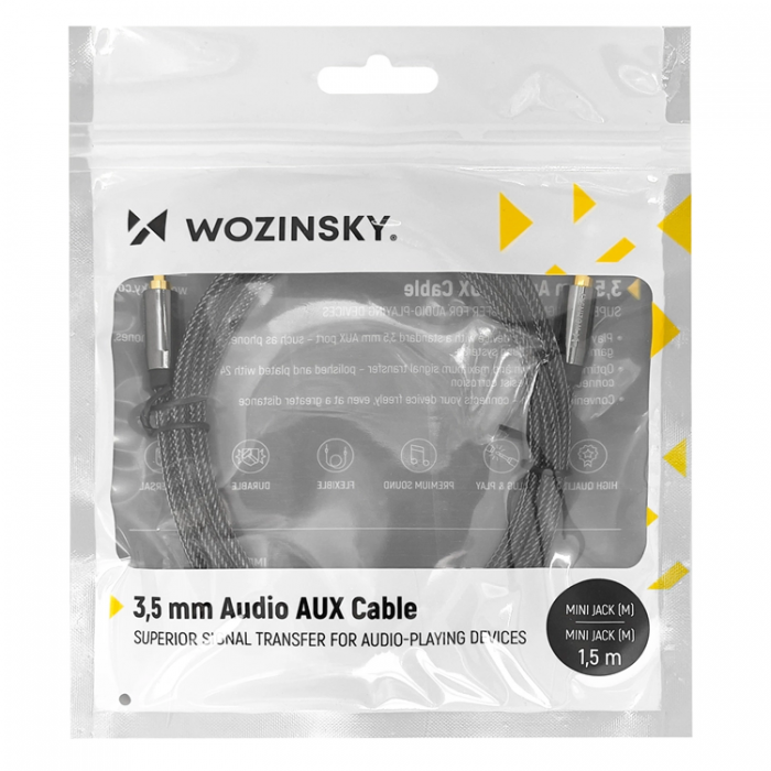 Wozinsky - Wozinsky 2xAUX Kabel Universal Mini Jack 1.5m - Svart