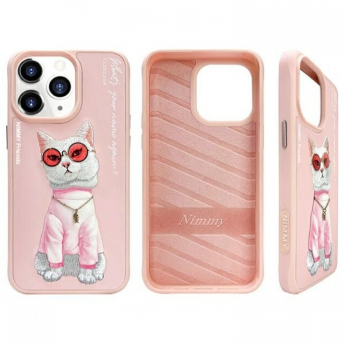 NIMMY - Nimmy iPhone 15 Pro Max Mobilskal Glasses Cool Cat - Rosa