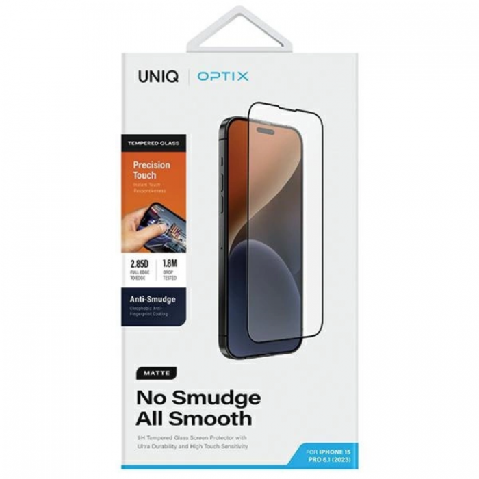 UNIQ - UNIQ iPhone 15/14 Pro Hrdat Glas Skrmskydd Optix Matte frosted