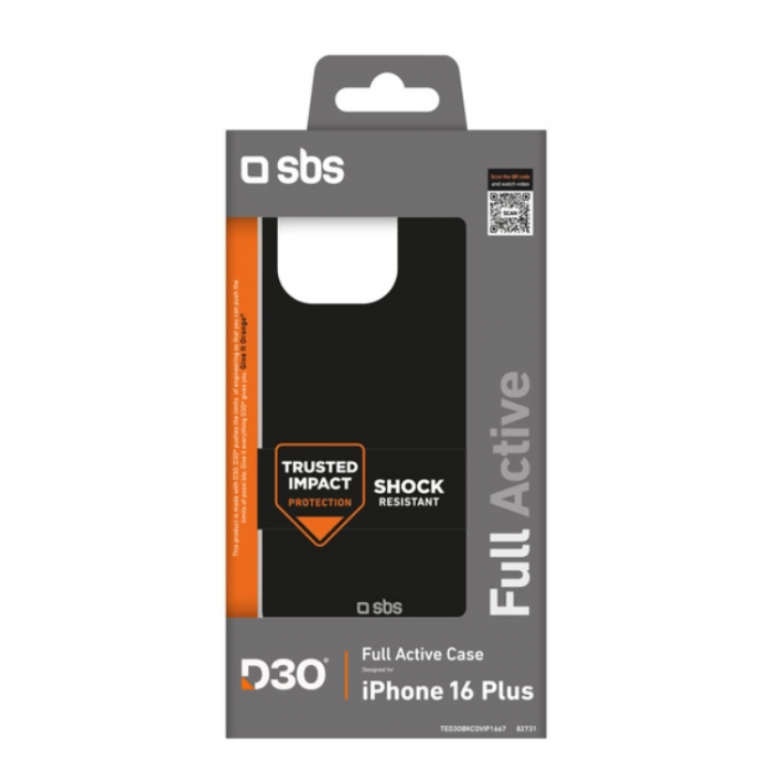 SBS - SBS iPhone 16 Plus Mobilskal Full Active D3O - Svart