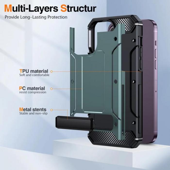 Taltech - iPhone 15 Pro Max Mobilskal Kickstand - Grn