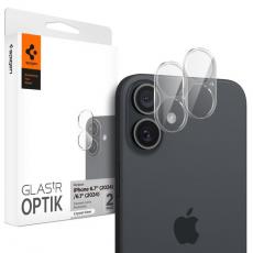 Spigen - [2-Pack] Spigen iPhone 16/16 Plus Kameralinsskydd Härdat glas Optik Pro - Clear