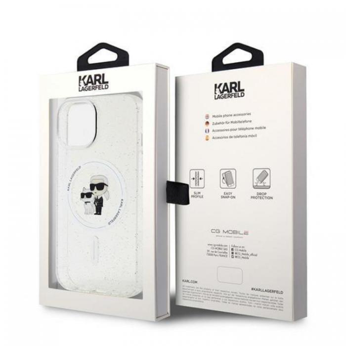 KARL LAGERFELD - Karl Lagerfeld iPhone 15 Mobilskal Magsafe Glitter - Clear