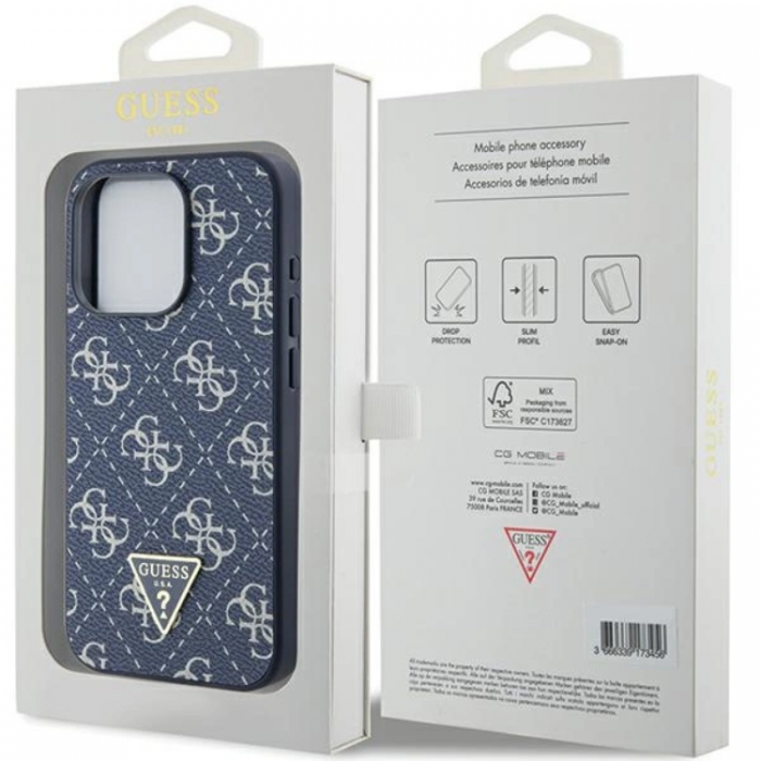 Guess - Guess iPhone 15 Pro Max Mobilskal Triangle Metall Logo - Bl