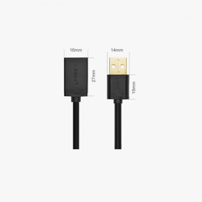 Ugreen - UGreen USB female - USB male Kabel extensionssladd 1m Svart