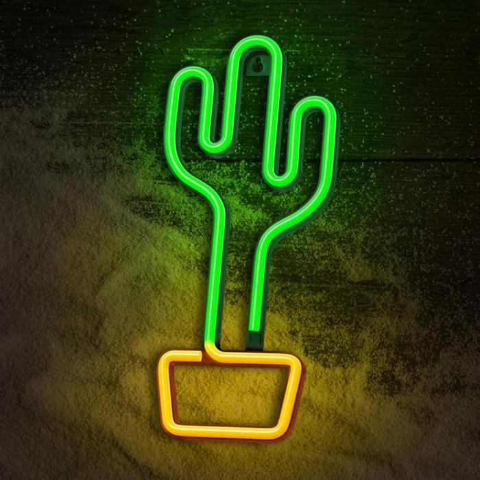 Forever Light - Forever Light LED Neon CACTUS Bat FLNE02 + USB - Orange/Grn