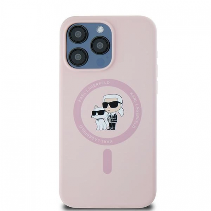 KARL LAGERFELD - Karl Lagerfeld iPhone 15 Pro Max Mobilskal Magsafe Silikon - Rosa